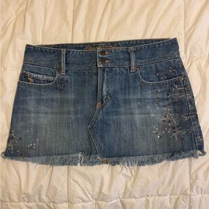 Abercrombie & Fitch Embroidered Blue Denim Mini Skirt